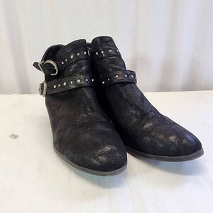 Beartraps Black Ankle Booties Rockability Buckle Size 10M